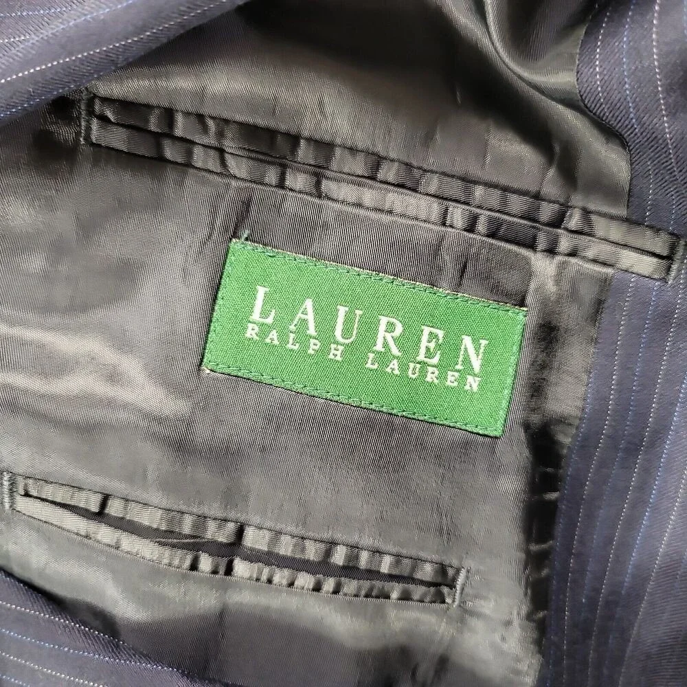 LRL Ralph Lauren Blazer Mens 46R 46 Navy‎ Blue Stripe Suit Jacket